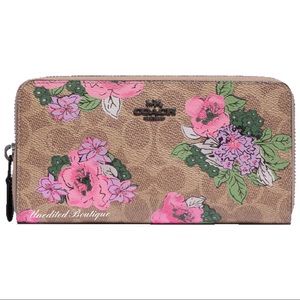 COACH Accordion Wallet In Floral Glitter Print